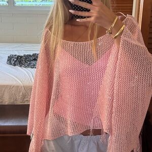 Edikted Pink Sparkly Poncho